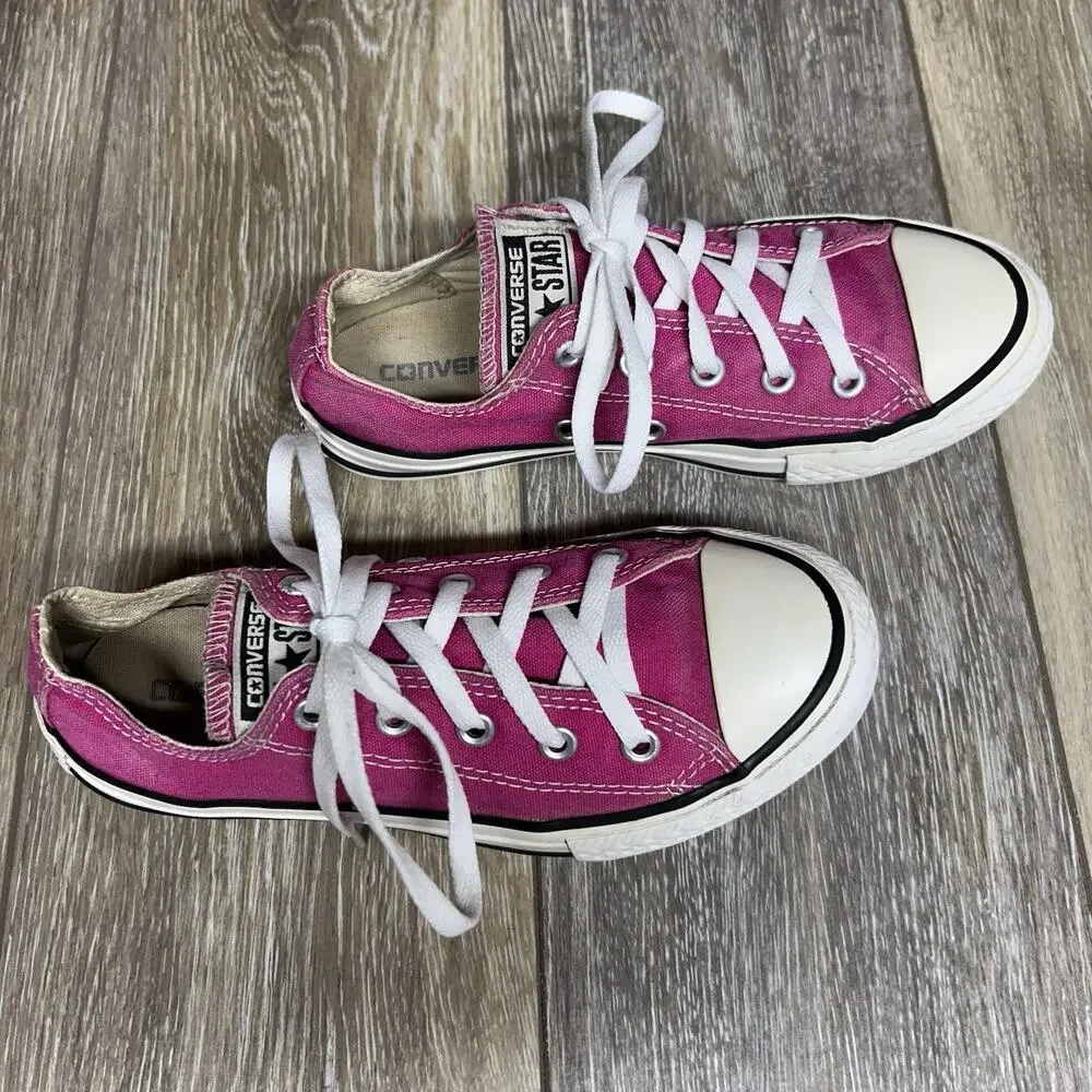 Hot Pink All Star Low Top Converse Kids Youth US Size 1 344806F Sneaker Shoes